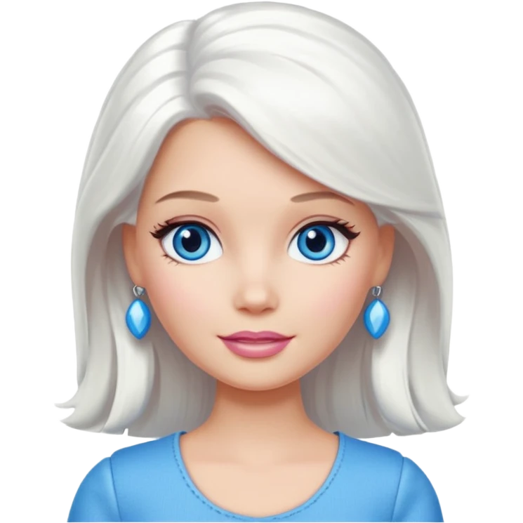 Barbie with white hair and blue eyes emoji