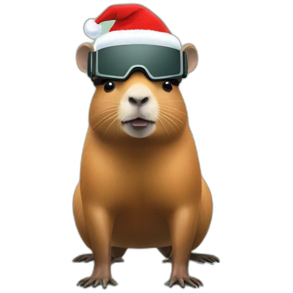 full body capybara in vr headset christmas emoji