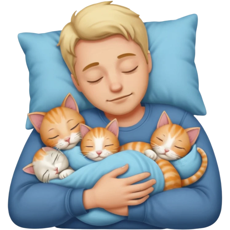 man sleeping with kittens  emoji