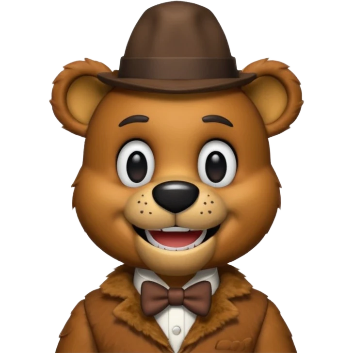 Freddy faz bear with small hat with no suit emoji