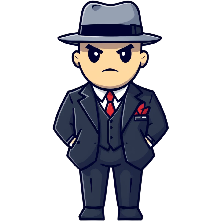 tough mafia gangster with pinstripe suit emoji