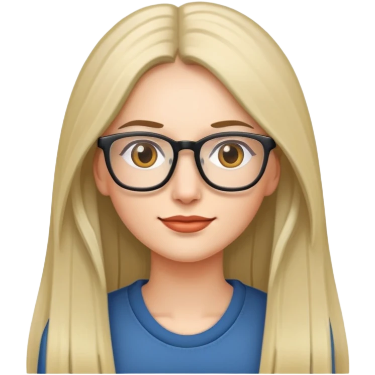 long straight haired with glasses woman emoji