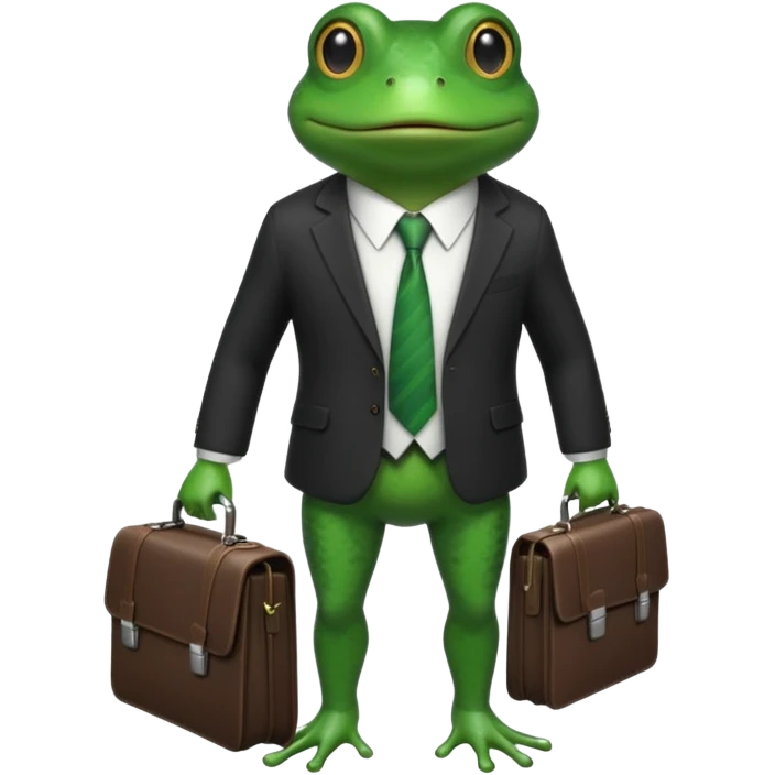 frog with a suit and tie and a briefcase emoji