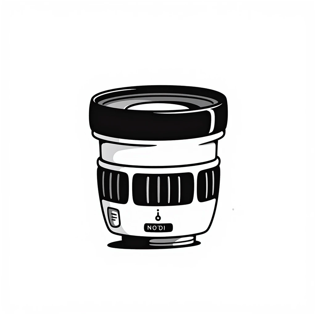 camera lens, hand drawn doodle style emoji