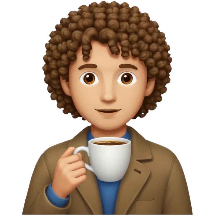 curly man drink coffe emoji