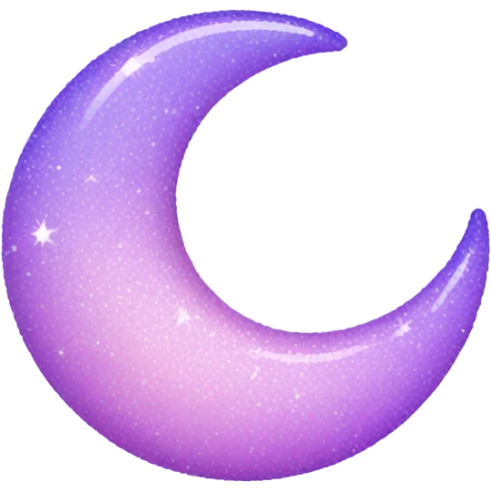 Sparkly glossy Pastel lilac-gradient crescent emoji