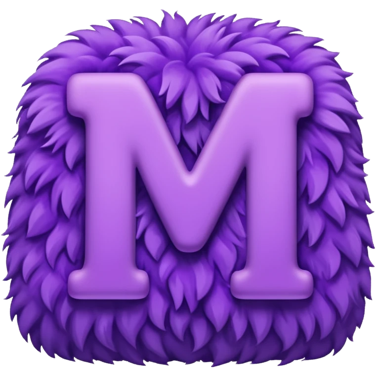 The fluffy letter M is purple in color emoji