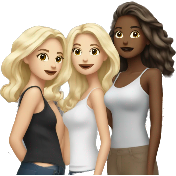2 blonde girls, 1 brunette girl shopping in NYC emoji