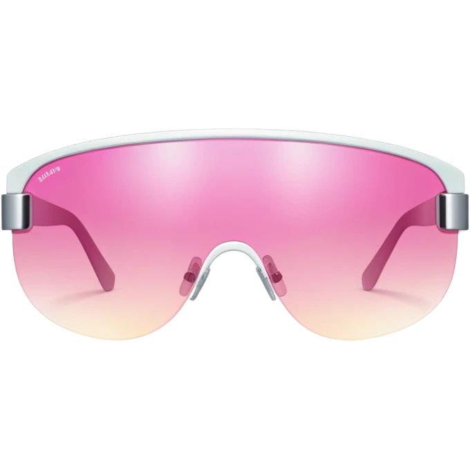 retro Y2K shield visor sunglasses with pink gradient lens, frameless emoji