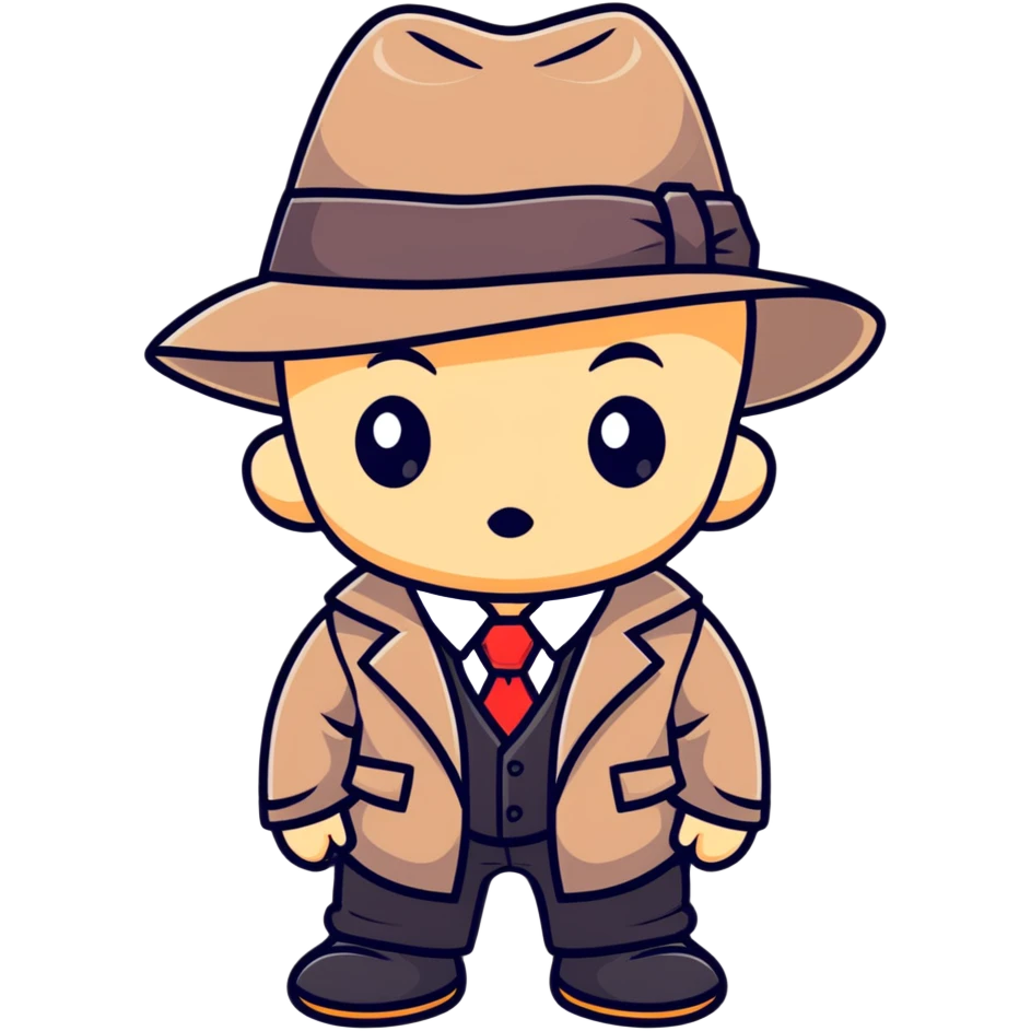 cute baby mafia character with oversized fedora hat emoji