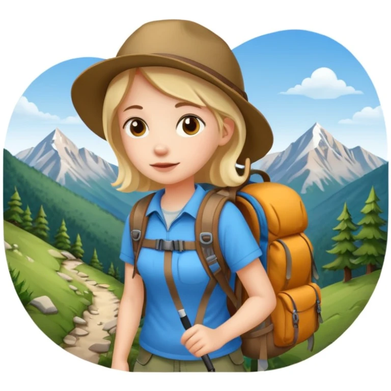 girl back packing mountains background  emoji