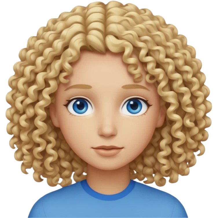 Curly blond blue eyes. Long hair cool beige blond emoji