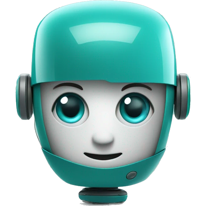 small friendly robot symbolizing artificial intelligence colors teal emoji