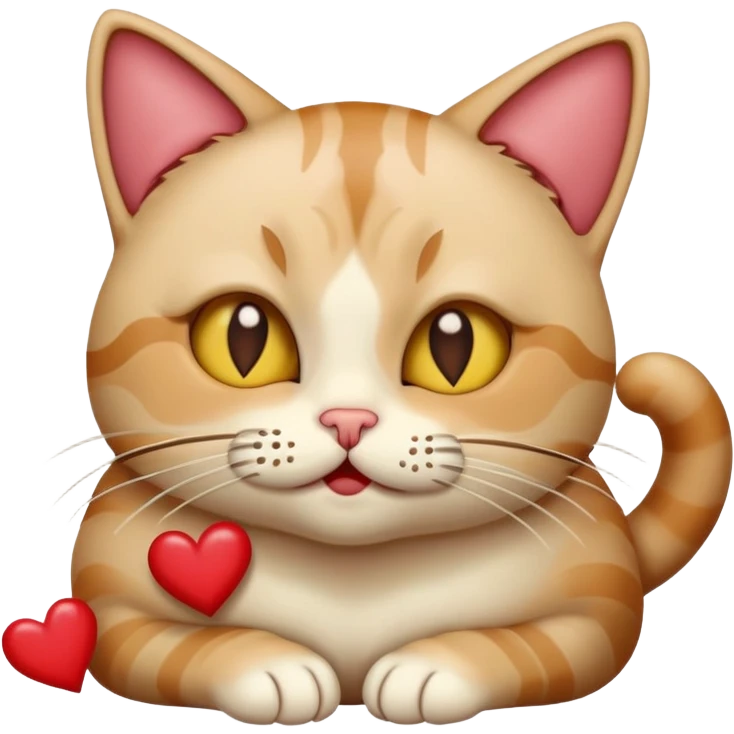 Cat with hearts as eyes and a vomit face emoji