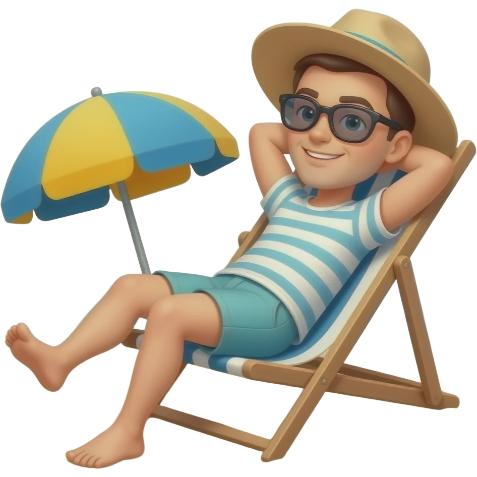 A person in vacation outwear, sunbathing on a beach chair emoji