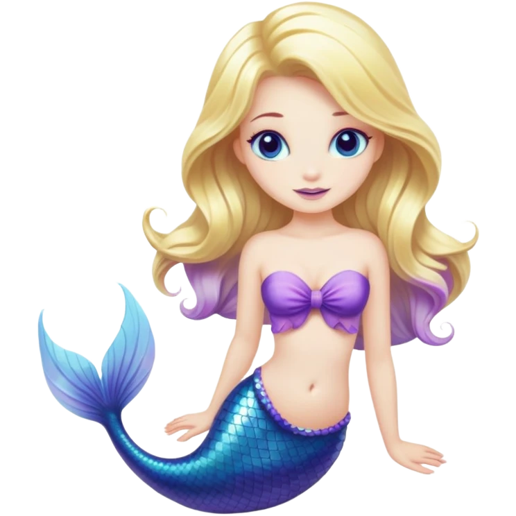 blond mermaid blue and purple tail emoji