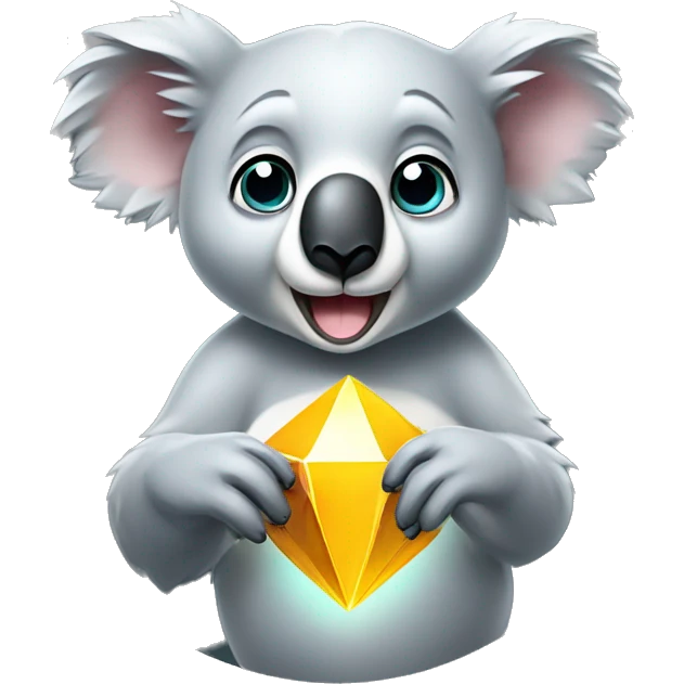 A surprised koala holds a diamond in her hands emoji