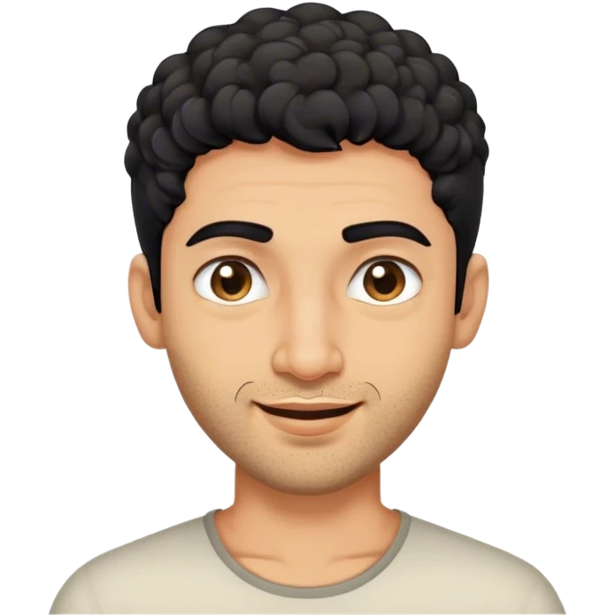 an indian guy with short curly hair and very light stubble winking

 emoji