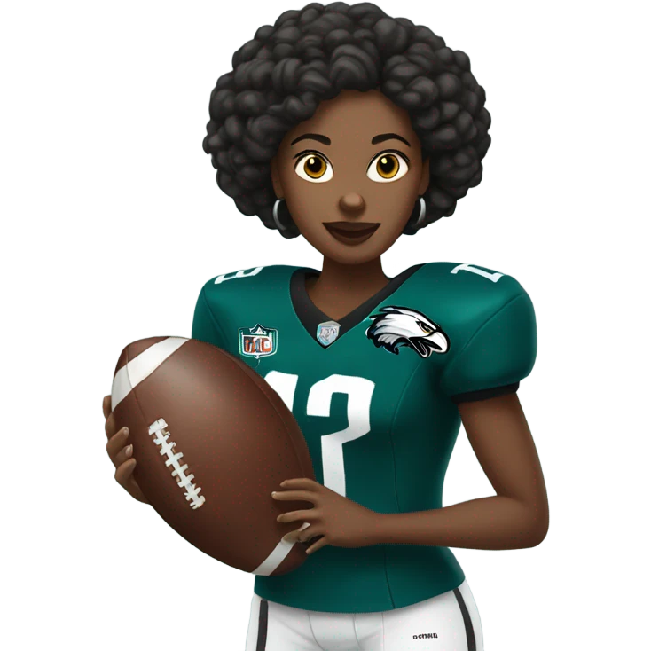 Black woman with football and number 1 eagles jersey emoji