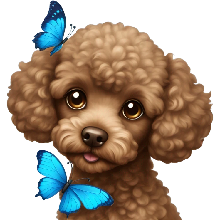 Brown Toy poodle with blue butterfly  emoji