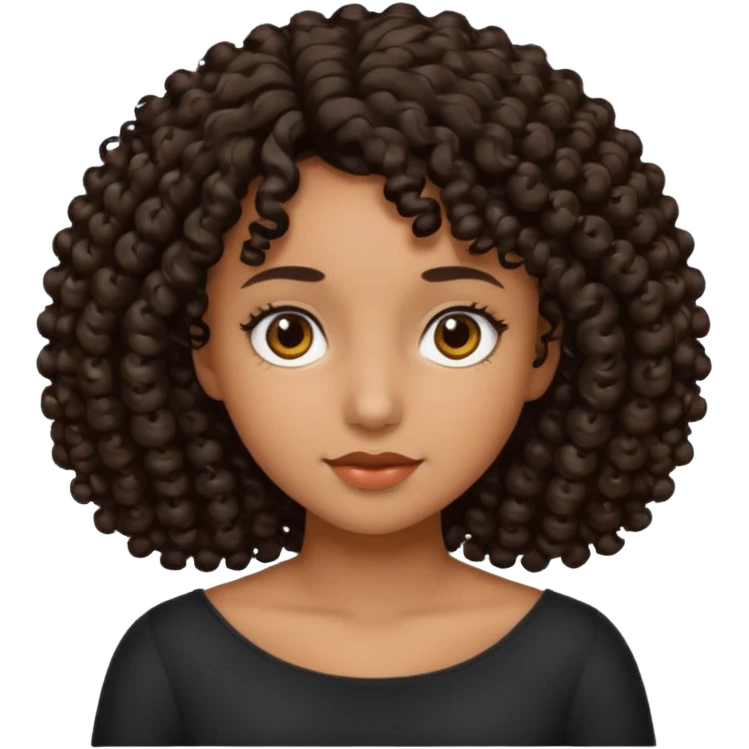 Menina de cabelo cacheado preto e abaixo do ombro  emoji