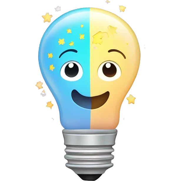 light bulb with little brain and stars inside pastel colo emoji