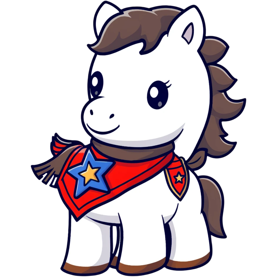 A cartoon stuffed pony with a sheriff star on its saddle blanket emoji