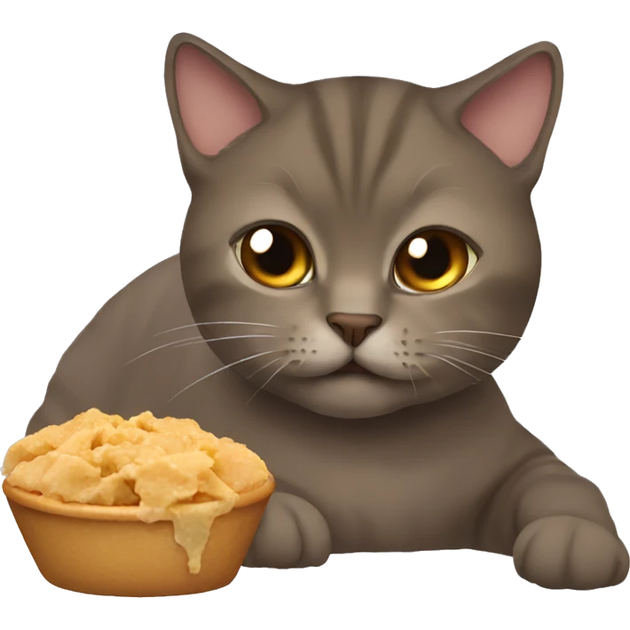 Brown british cat eating emoji