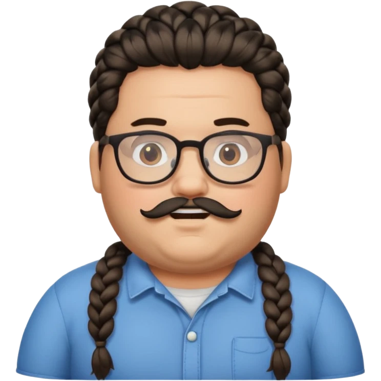 I want an emoji of a chubby person with glasses and a beard, with braided hair and a black beard emoji