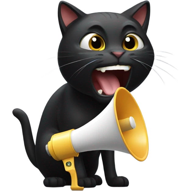 Black cat yelling into megaphone emoji