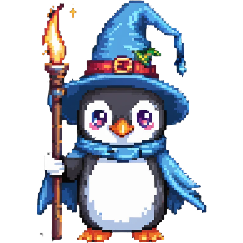 penguin wizard casting a spell emoji