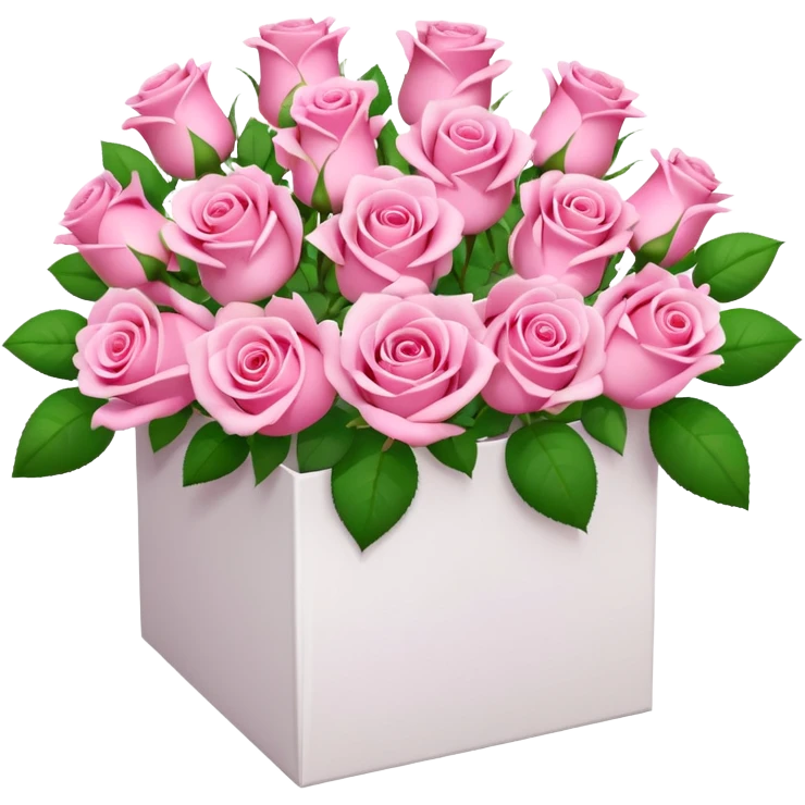 bouquet of pink 30 roses in a white box emoji