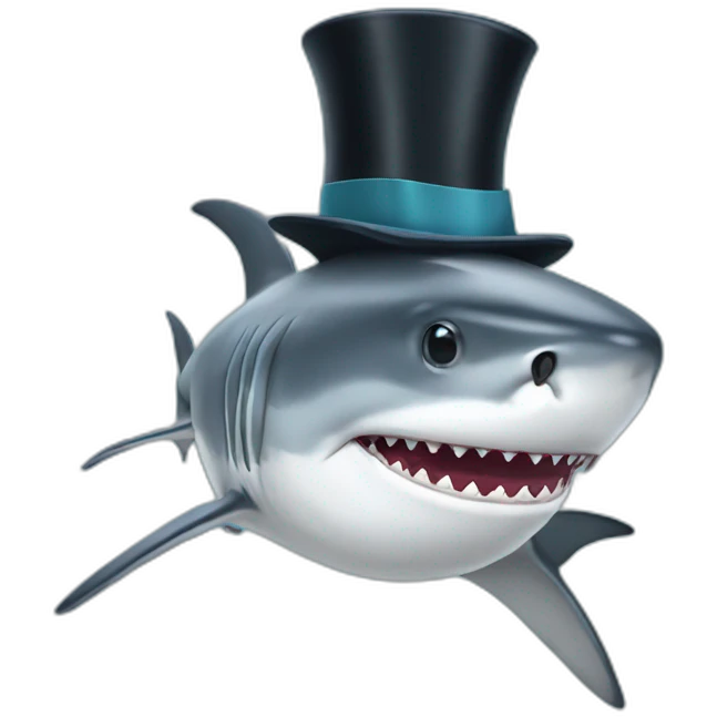 Shark with a top hat emoji