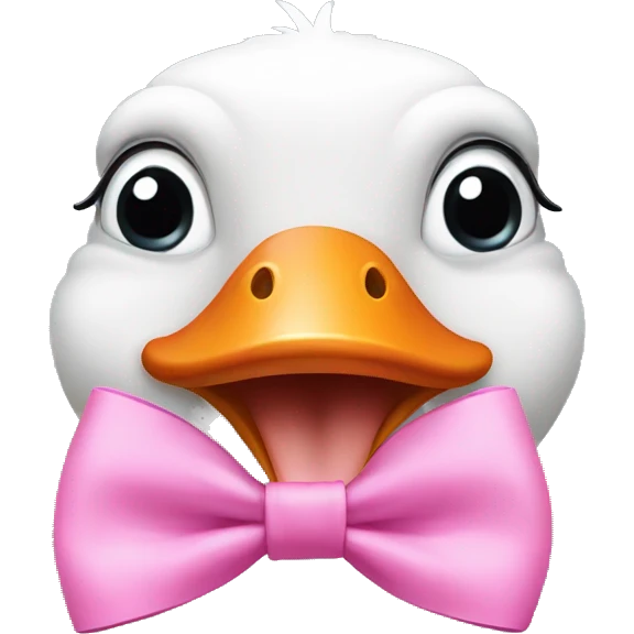 Goose silly face pink bow emoji
