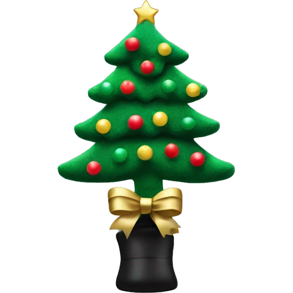 Flocked Christmas tree with black bows emoji