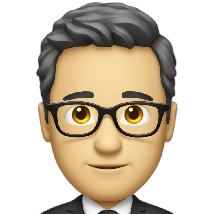 white guy with yellow tinted glasses and black hair wearing a suit  emoji