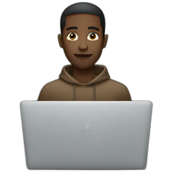 black man behind macbook emoji