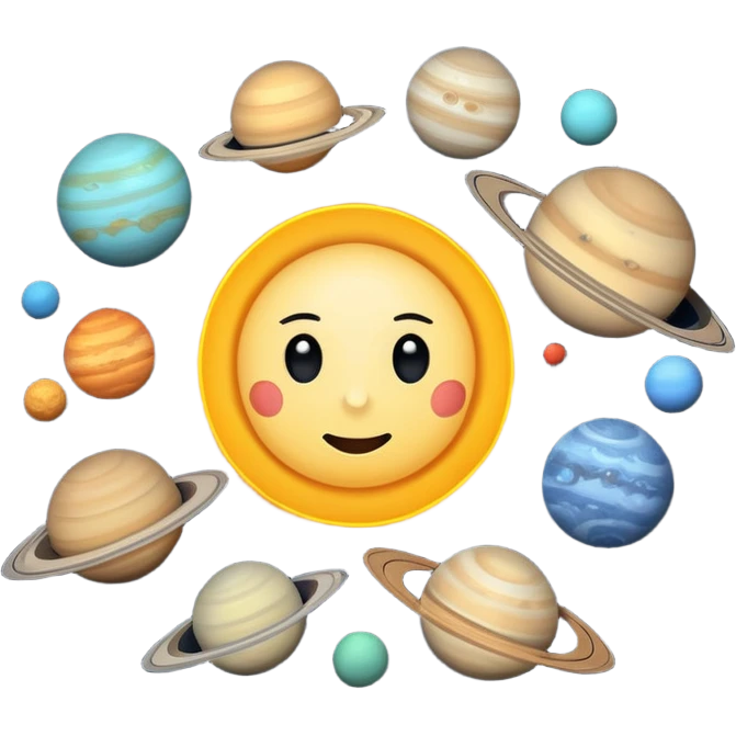 solar system with planets and sun, minimalistic emoji