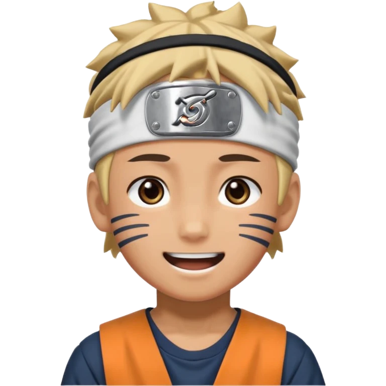 Naruto Anime style happy boy head emoji