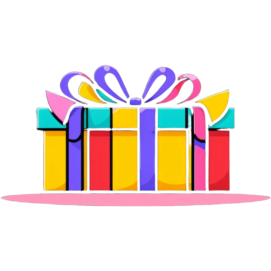happy birthday celebration with gifts and confetti emoji