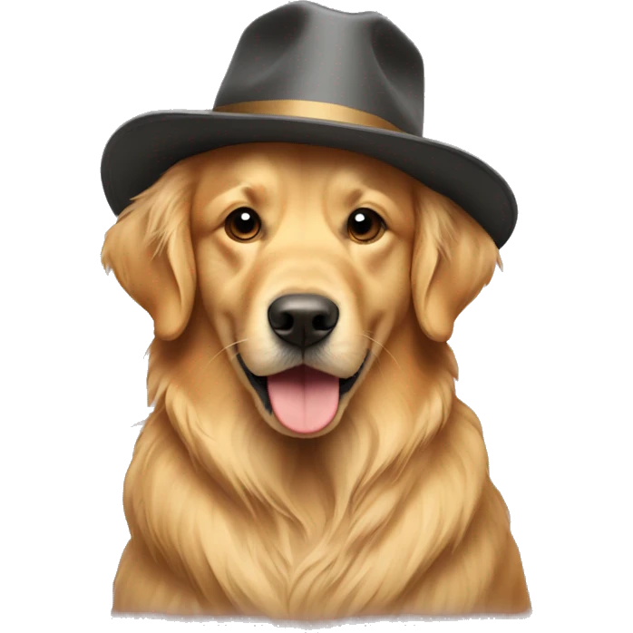 Golden retriever wearing a hat emoji