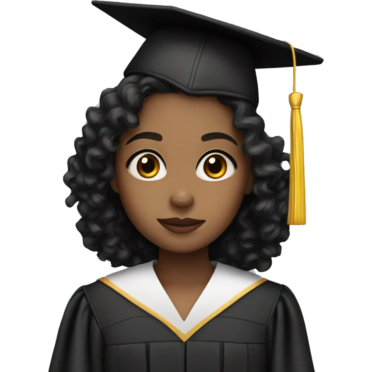 girl with dark curls, light skin and graduation dress emoji