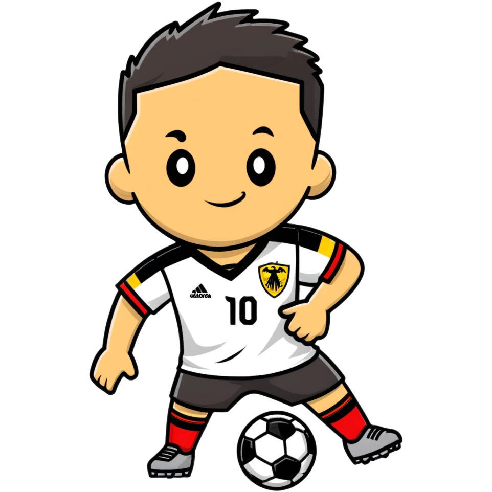 Cartoon German soccer player with jersey emoji