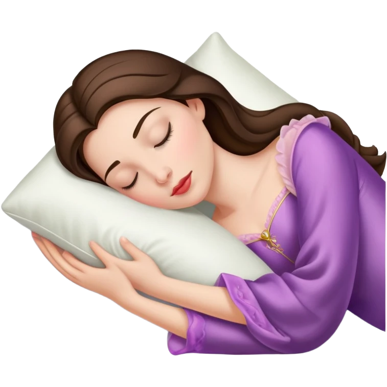 sleeping beauty brunette white girl with a silk pillow emoji