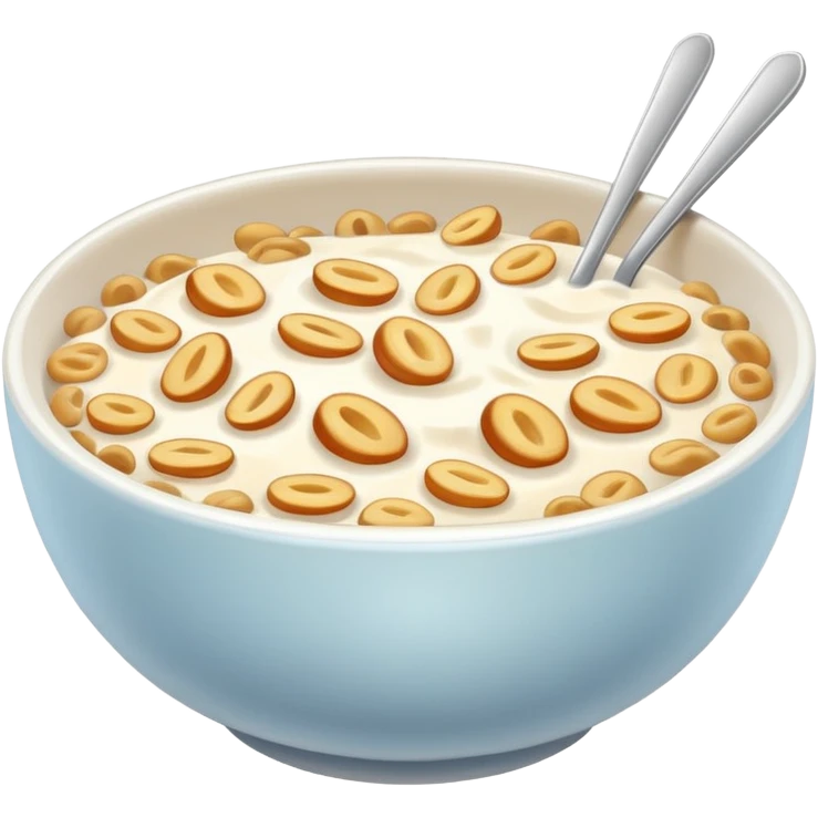 a bowl of wheat cereal with milk WITHOUT a spoon.  emoji