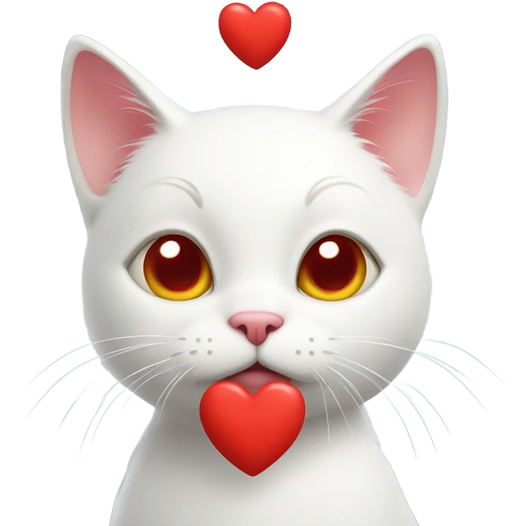 white kitty cat with heart on her head  emoji
