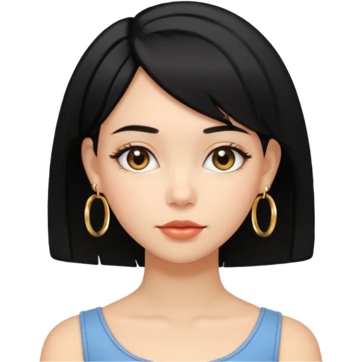 girl with bob black hairstyle and big earrings emoji