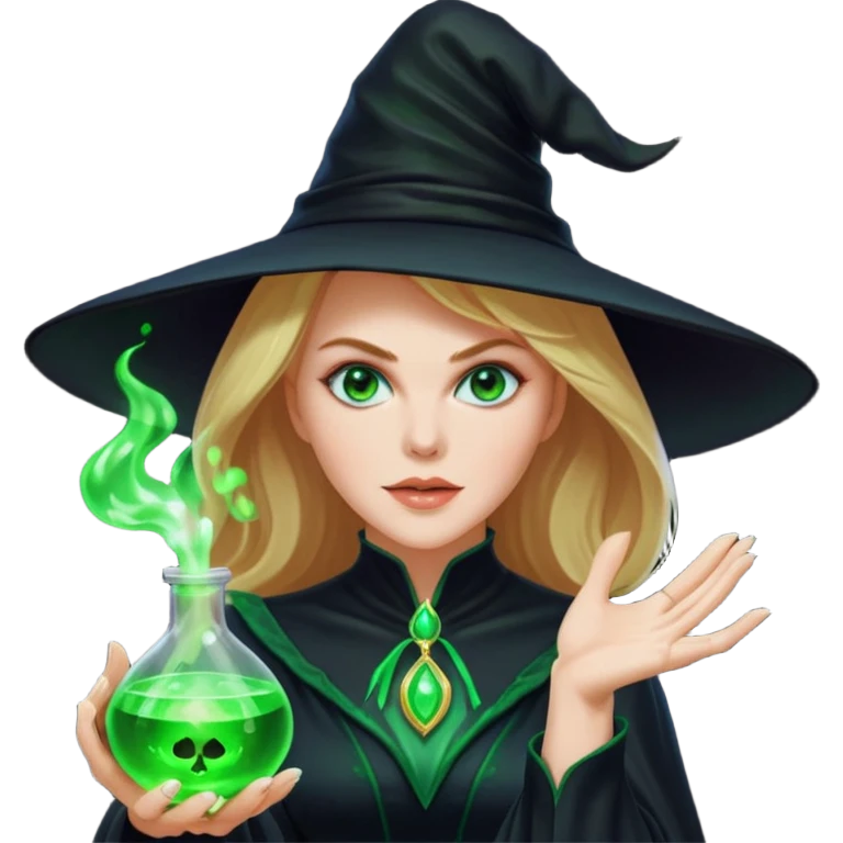 Nicole Kidman making green glowing potion in witch costume emoji