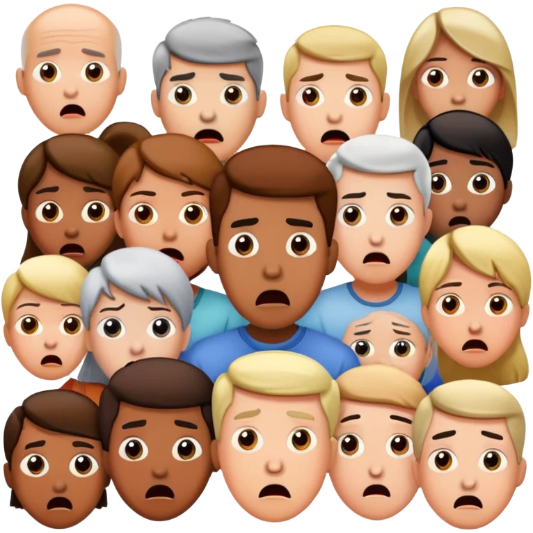 Group of confused people with shocked expressions looking at each other emoji