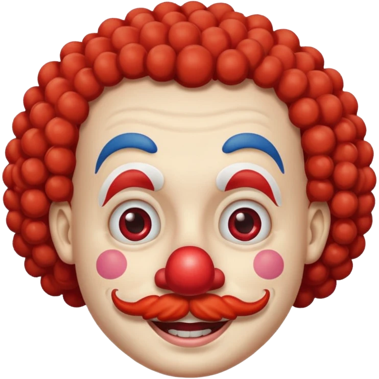 Classic clown — curly mustache, red nose emoji